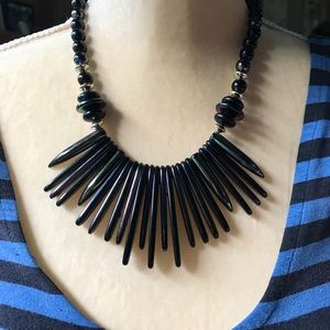 Vintage Retro '70s Black Chunky Plastic Necklace!